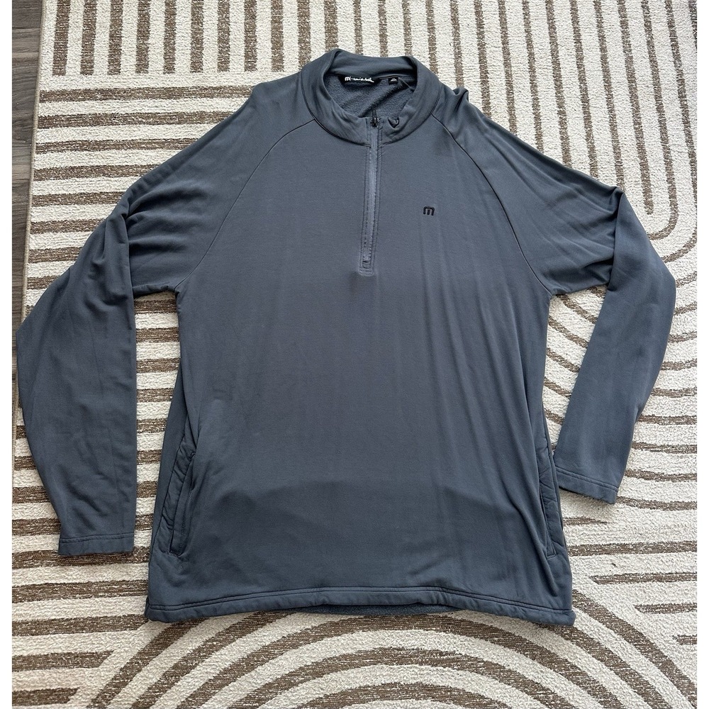 Travis Mathew Quarter Zip Fleece Pullover Gray Mens 2XL Networking Sweatshirt